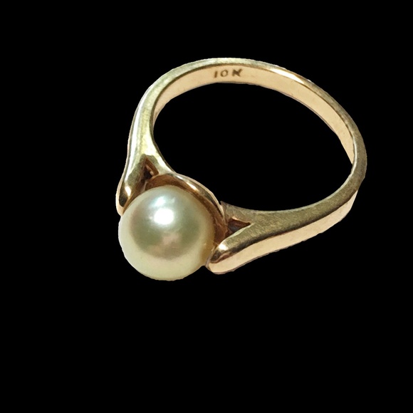 Vintage South Seas Pearl 10K Gold Ring Size 7 - Picture 1 of 5
